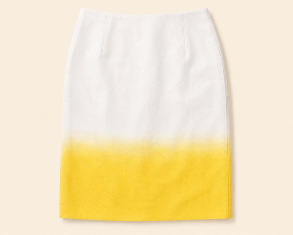 J.Crew Linen Ombre Pencil Skirt White Yellow Preppy Coastal Size 2